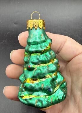 Unique Treasures Tree Hand Blown and Painted Crafted Glass Ornament -BG1